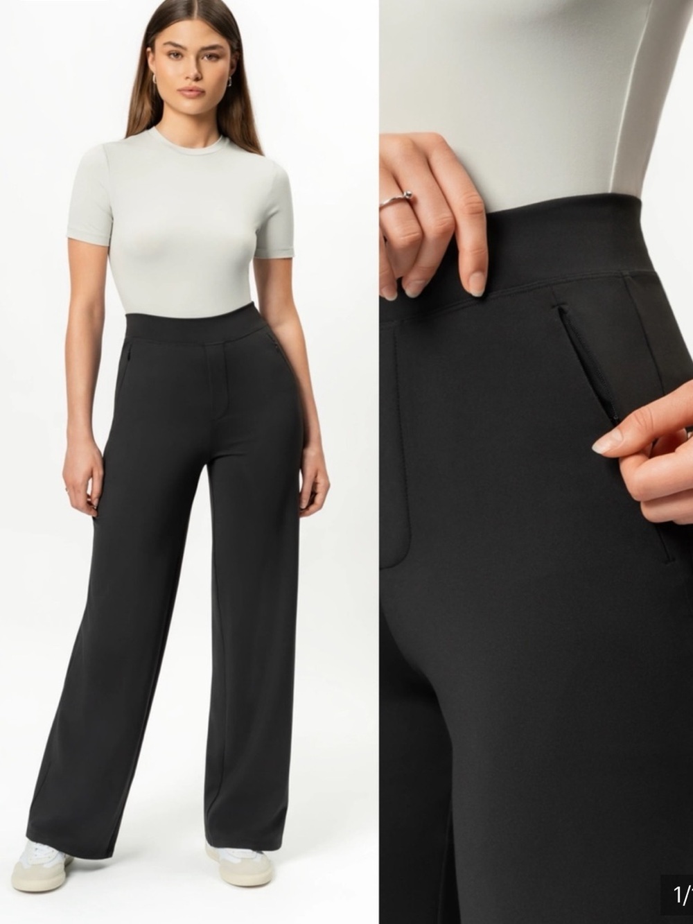 ninepine • Asana Relaxed Straight Pant black wide leg stretch travel M